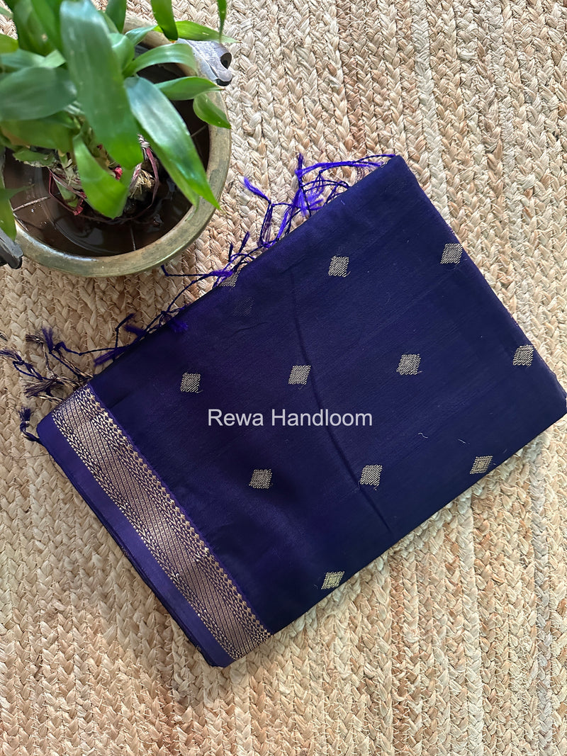 Maheshwari Dark Navy Blue Aami Butti Saree SBT00115