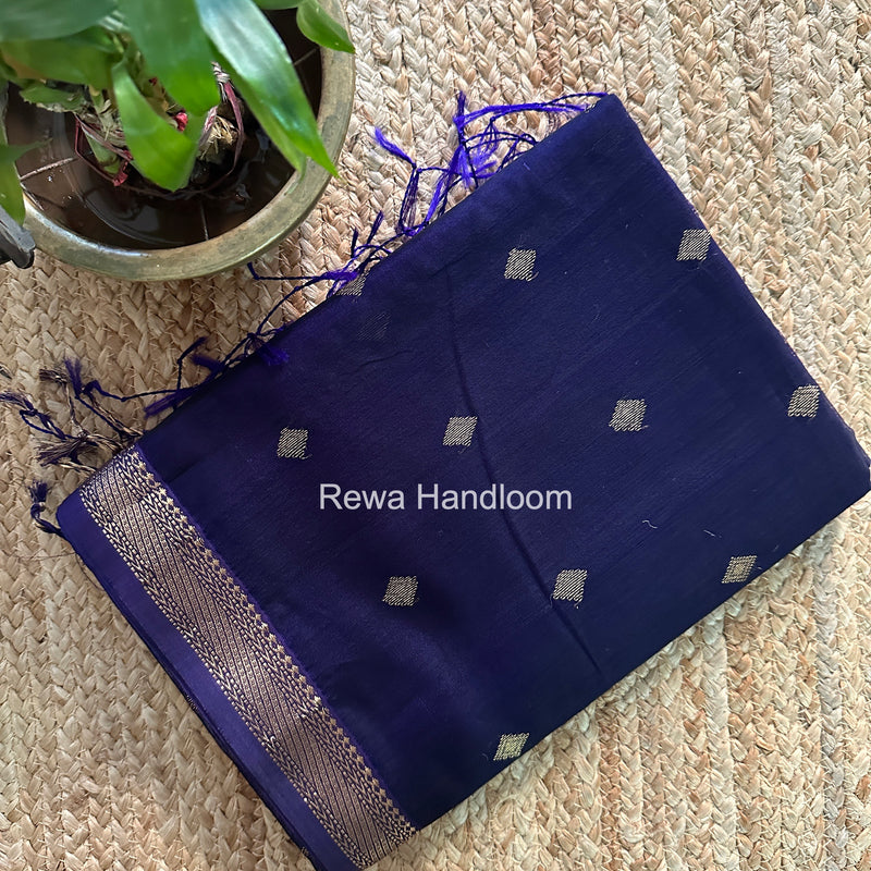 Maheshwari Dark Navy Blue Aami Butti Saree SBT00115