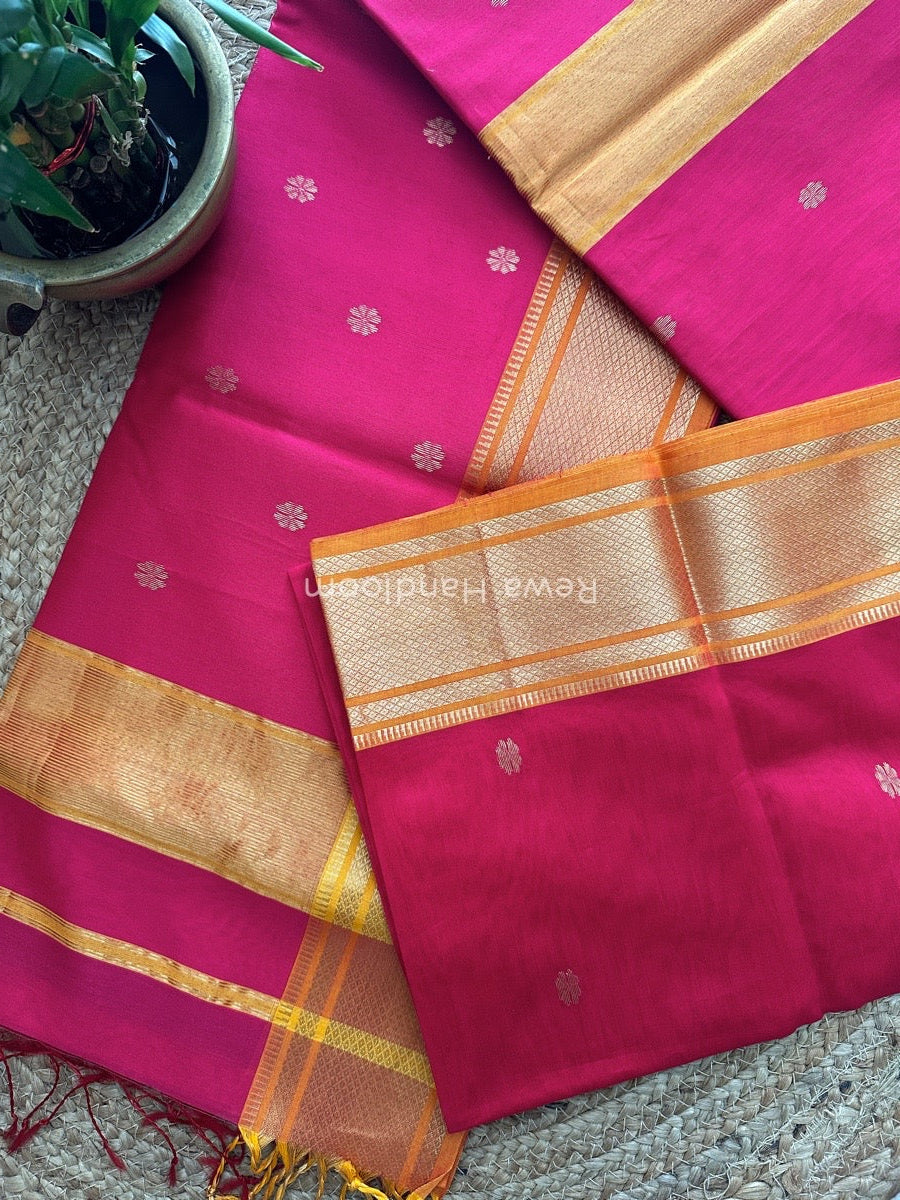 Maheshwari Rani Pink Zari Butti Saree SW013