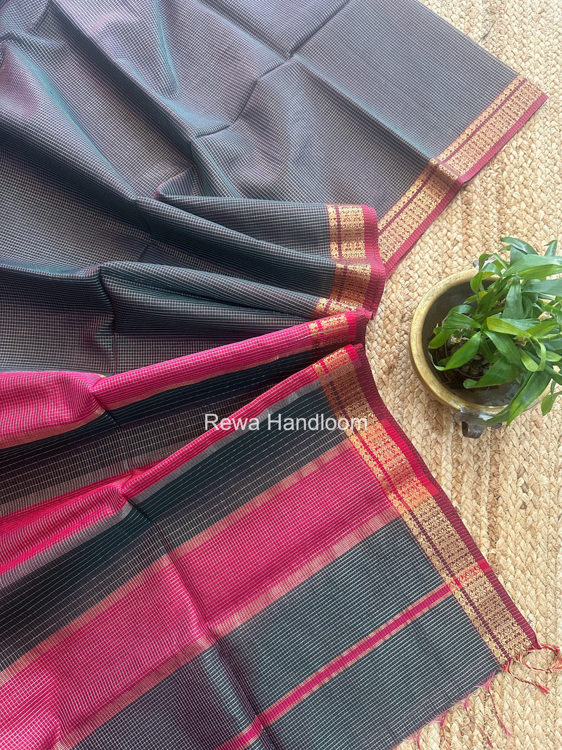 Maheshwari Bottle Green Tissue Silk Saree TCB0070
