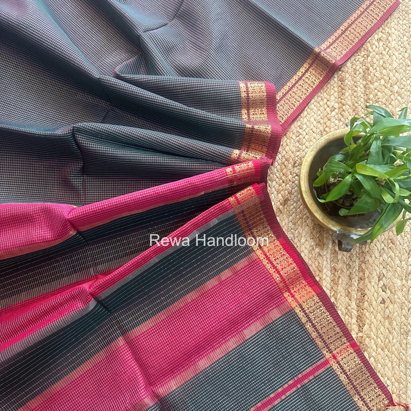 Maheshwari Bottle Green Tissue Silk Saree TCB0070