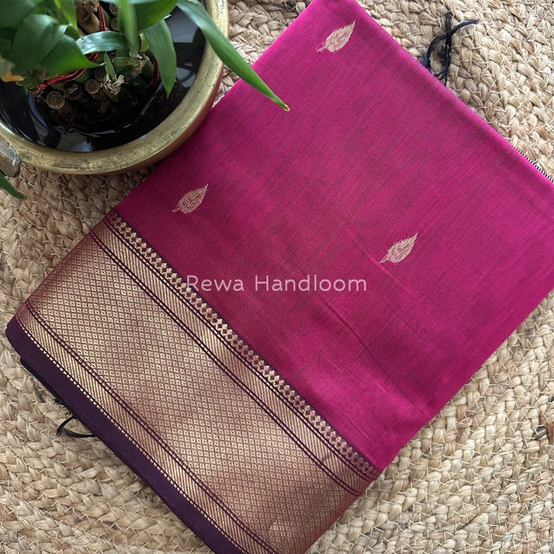 Maheshwari Magenta Zari Butti Saree-SW010