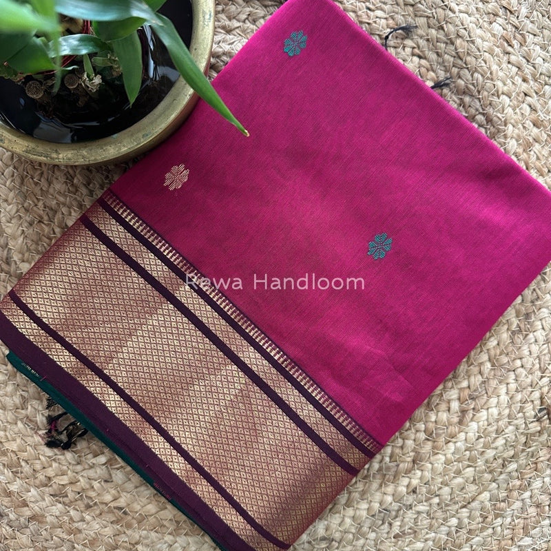 Maheshwari Magenta Zari Butti Saree-SW08
