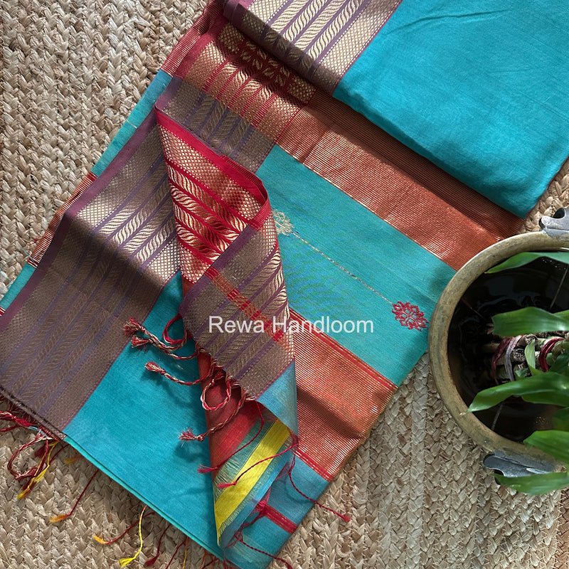 Maheshwari Shaded Gajalakshmi Diya Butta Saree