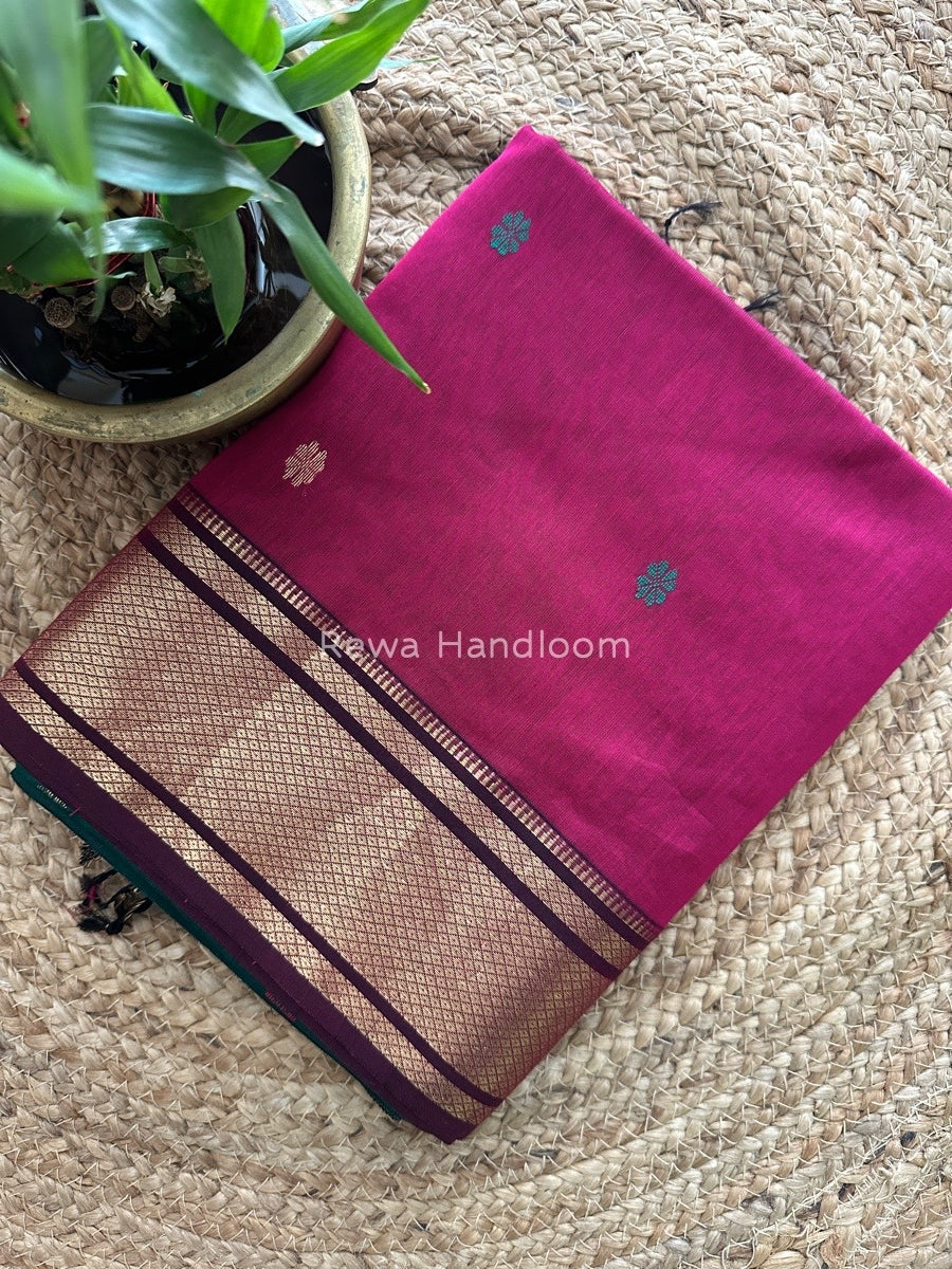 Maheshwari Magenta Zari Butti Saree-SW08