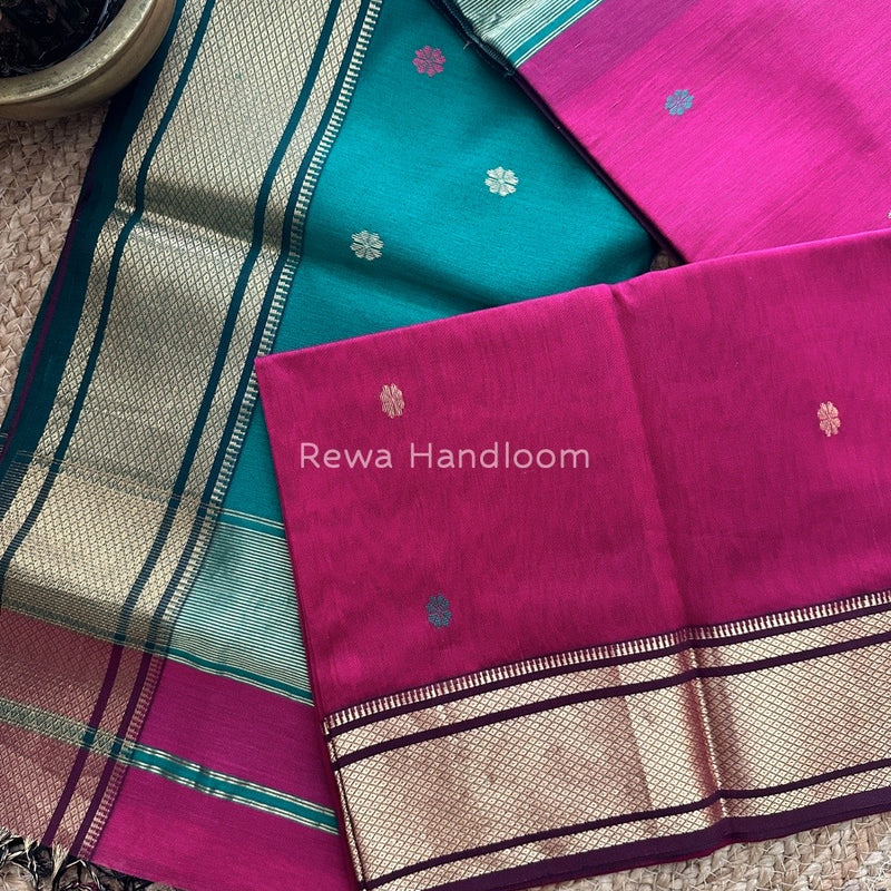 Maheshwari Magenta Zari Butti Saree-SW08