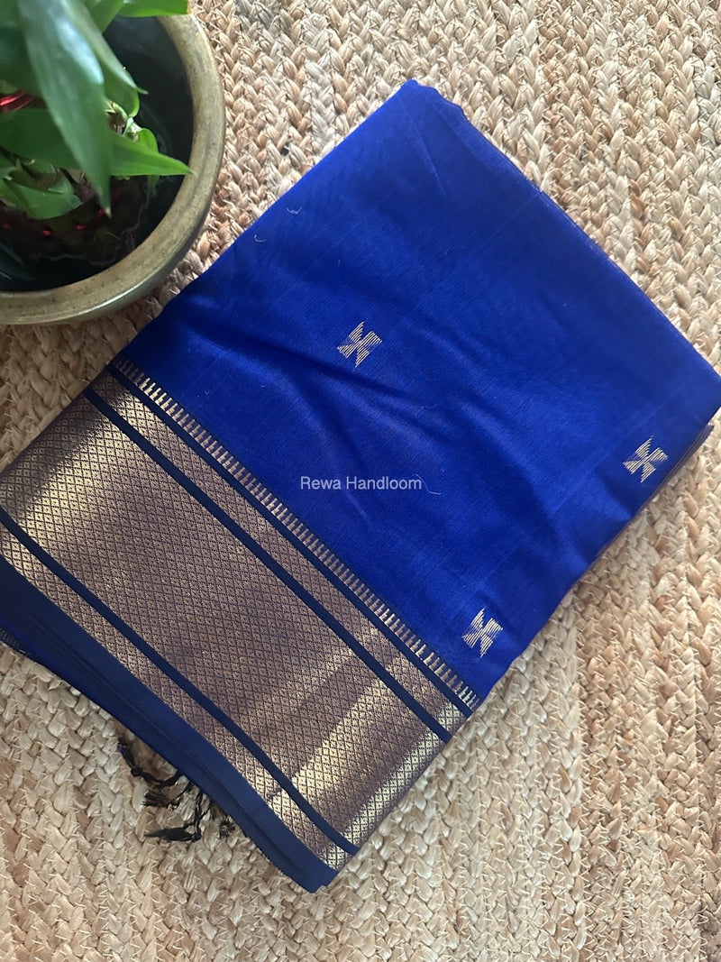 Maheshwari Blue Zari Butti Saree SW043