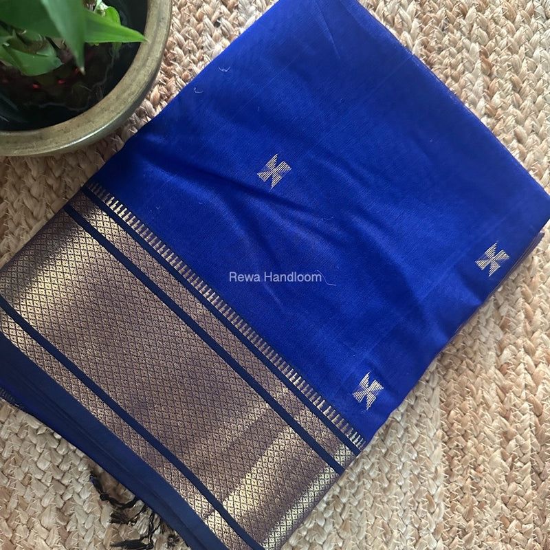 Maheshwari Blue Zari Butti Saree SW043