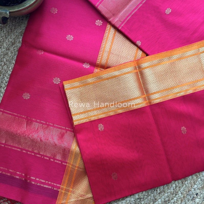 Maheshwari Rani Pink Zari Butti Saree SW03