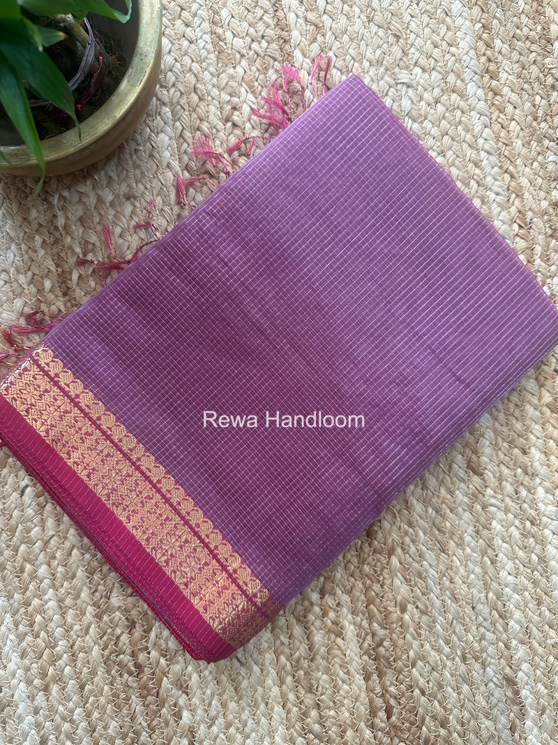 Maheshwari Onion Pink Tissue Silk Saree TCB0075