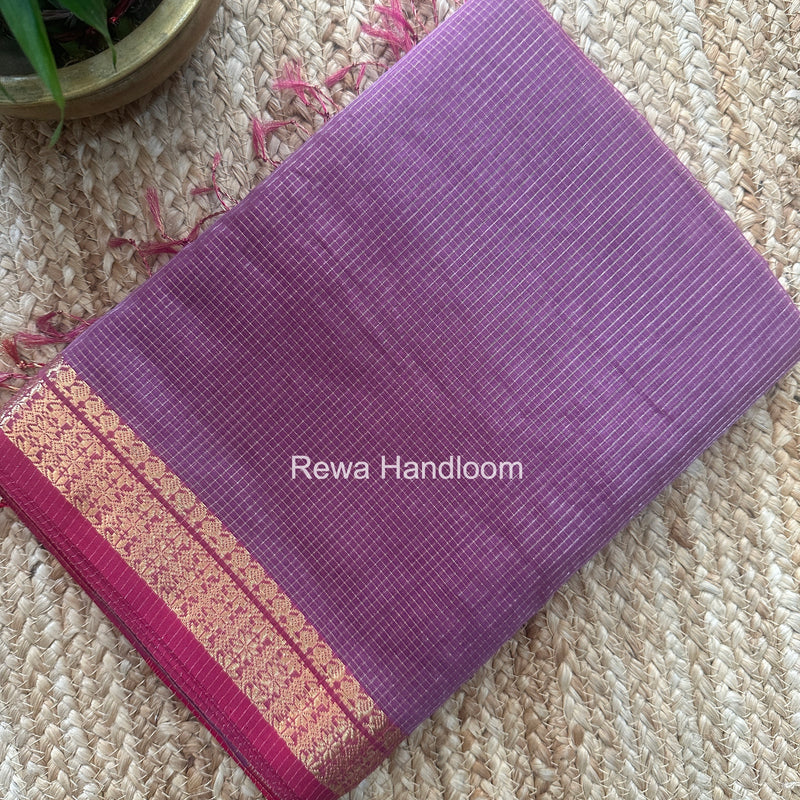 Maheshwari Onion Pink Tissue Silk Saree TCB0075