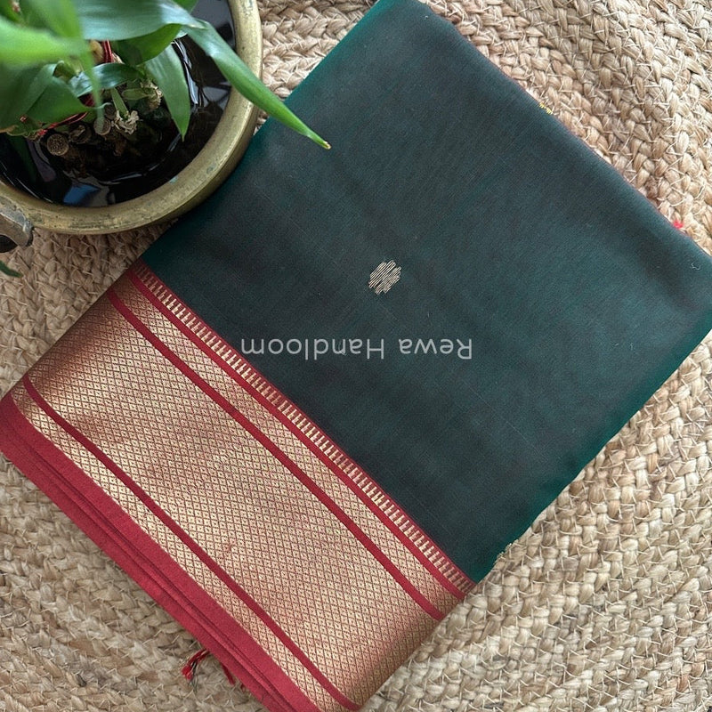 Maheshwari Green Zari Butti Saree SW04