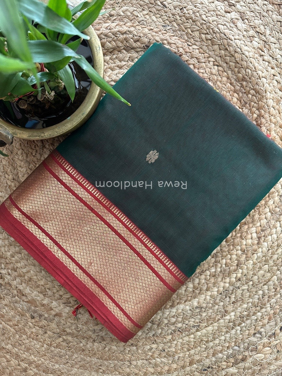 Maheshwari Green Zari Butti Saree SW04