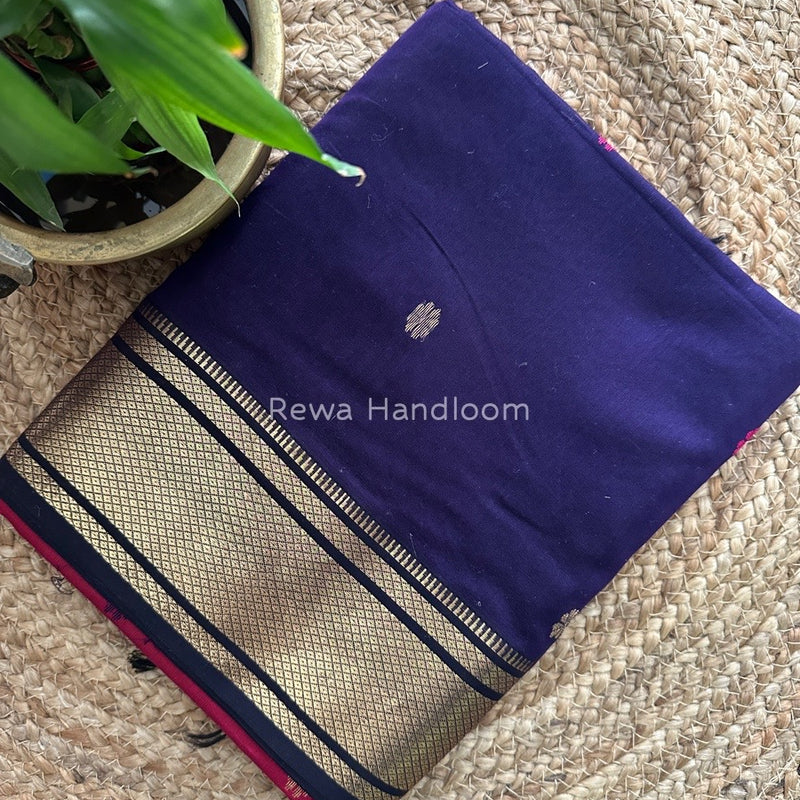 Maheshwari Purple Zari Butti Saree-SW09