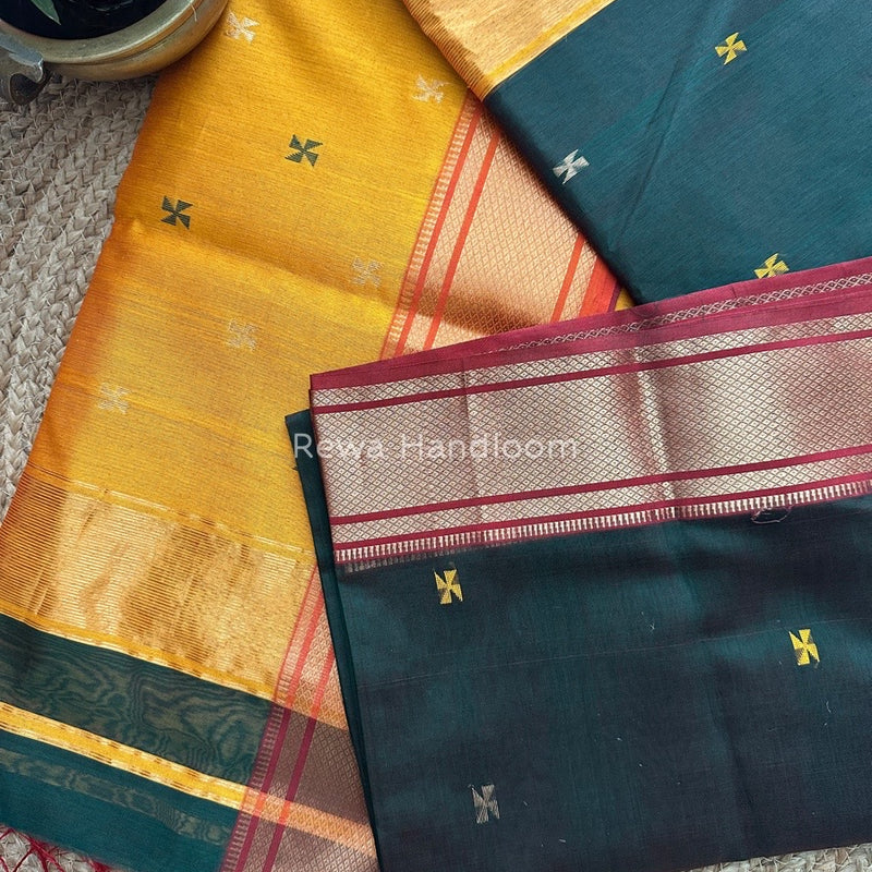  Maheshwari Green Zari Butti Saree SW011