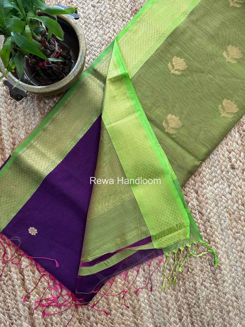 Maheshwari Purple Lotus Butta Saree LBS0125