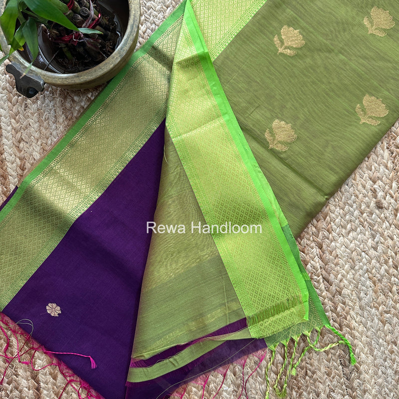 Maheshwari Purple Lotus Butta Saree LBS0125