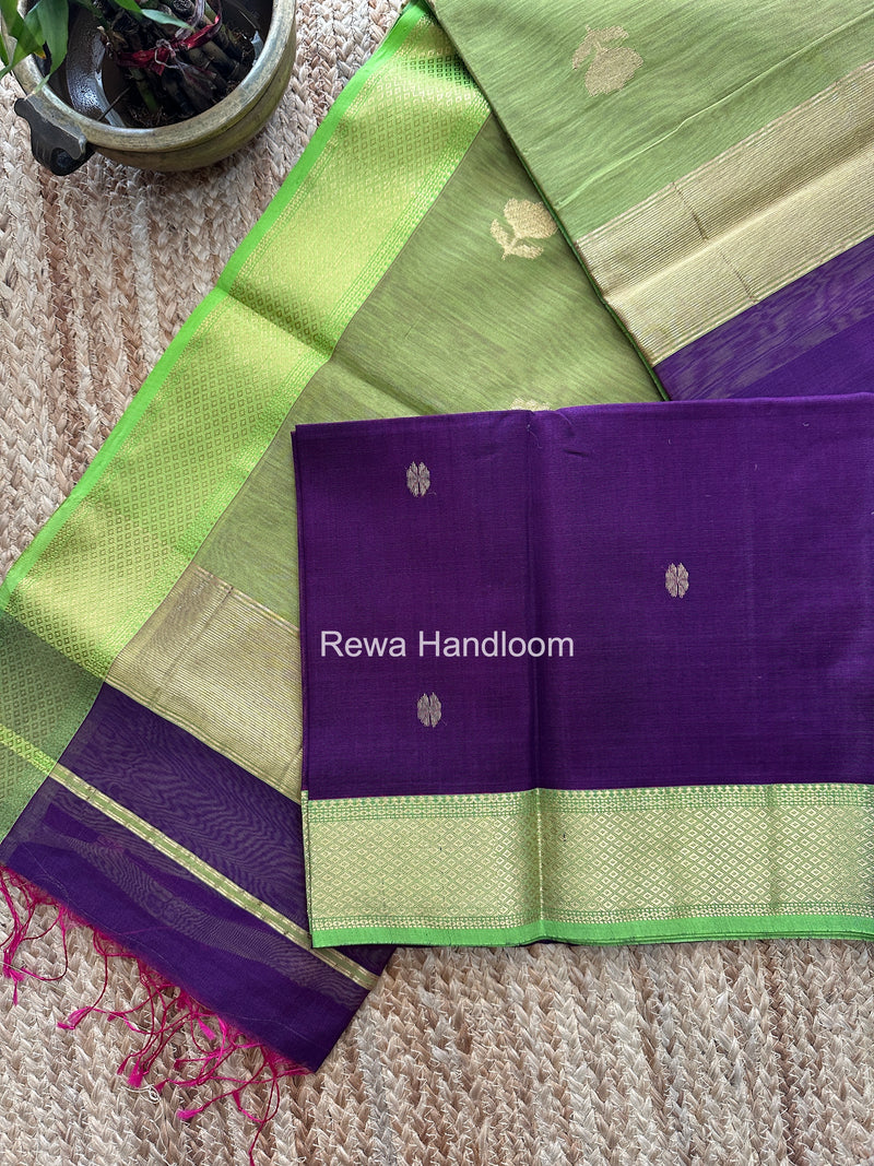 Maheshwari Purple Lotus Butta Saree LBS0125