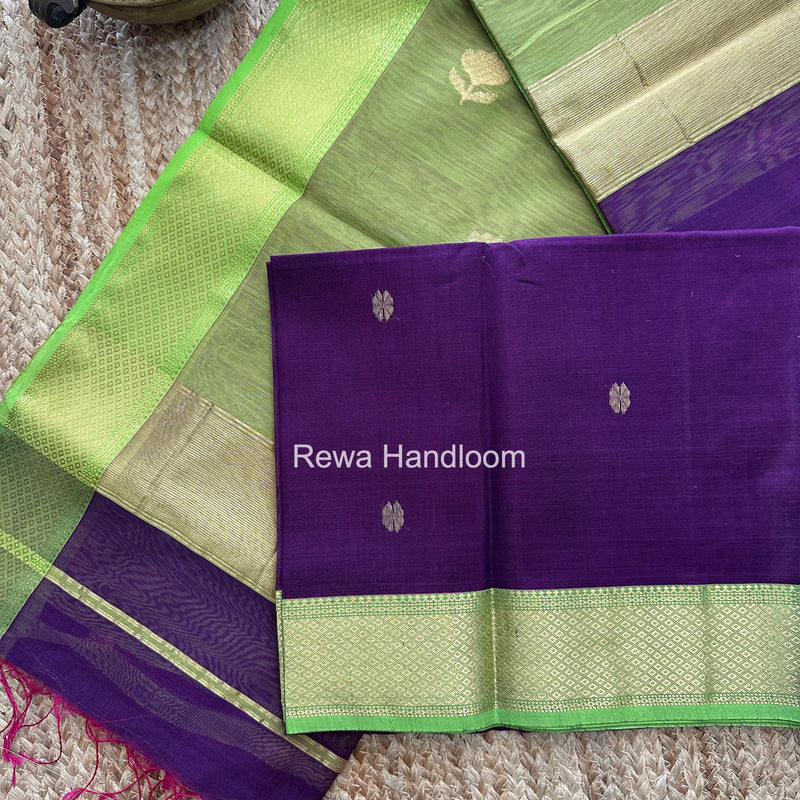 Maheshwari Purple Lotus Butta Saree LBS0125