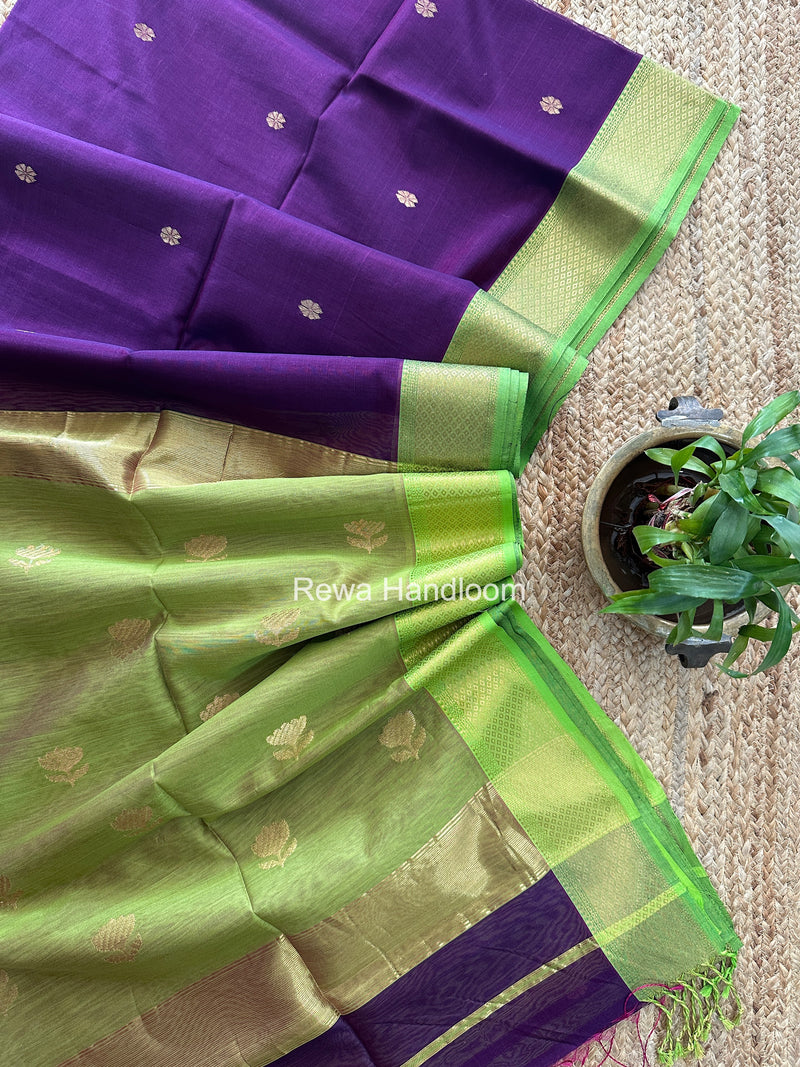 Maheshwari Purple Lotus Butta Saree LBS0125