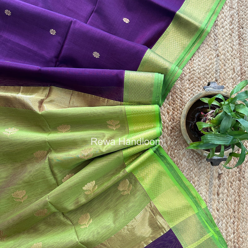 Maheshwari Purple Lotus Butta Saree LBS0125