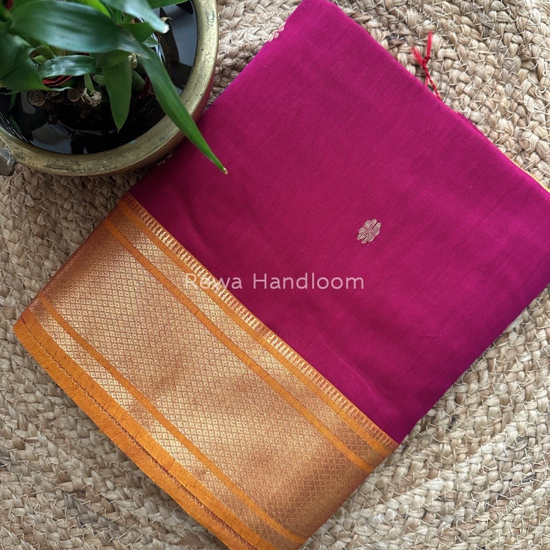 Maheshwari magenta Zari Butti Saree SW016