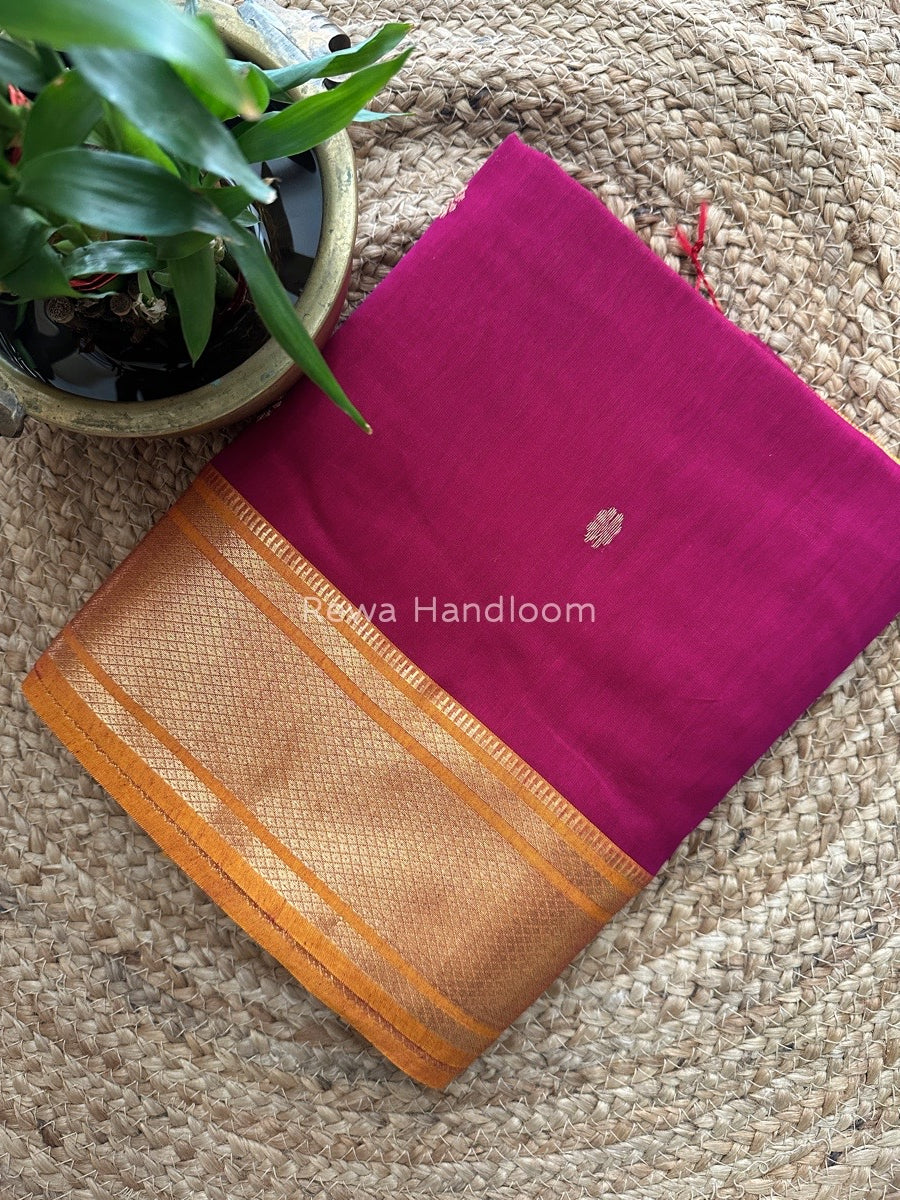 Maheshwari magenta Zari Butti Saree SW016