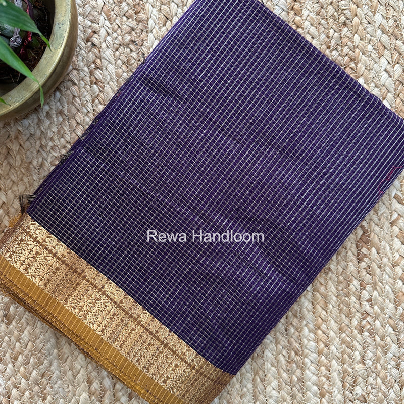 Maheshwari Purple Tissue Silk Saree TCB0080