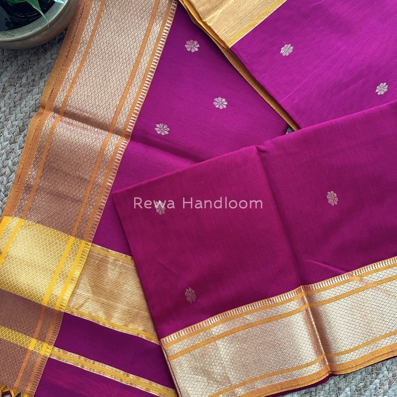 Maheshwari magenta Zari Butti Saree SW016