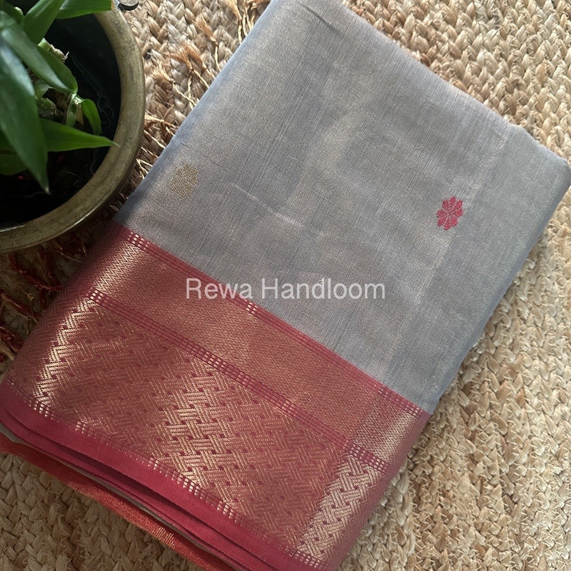 Maheshwari Grey Tissue Butti Saree TBBS0103