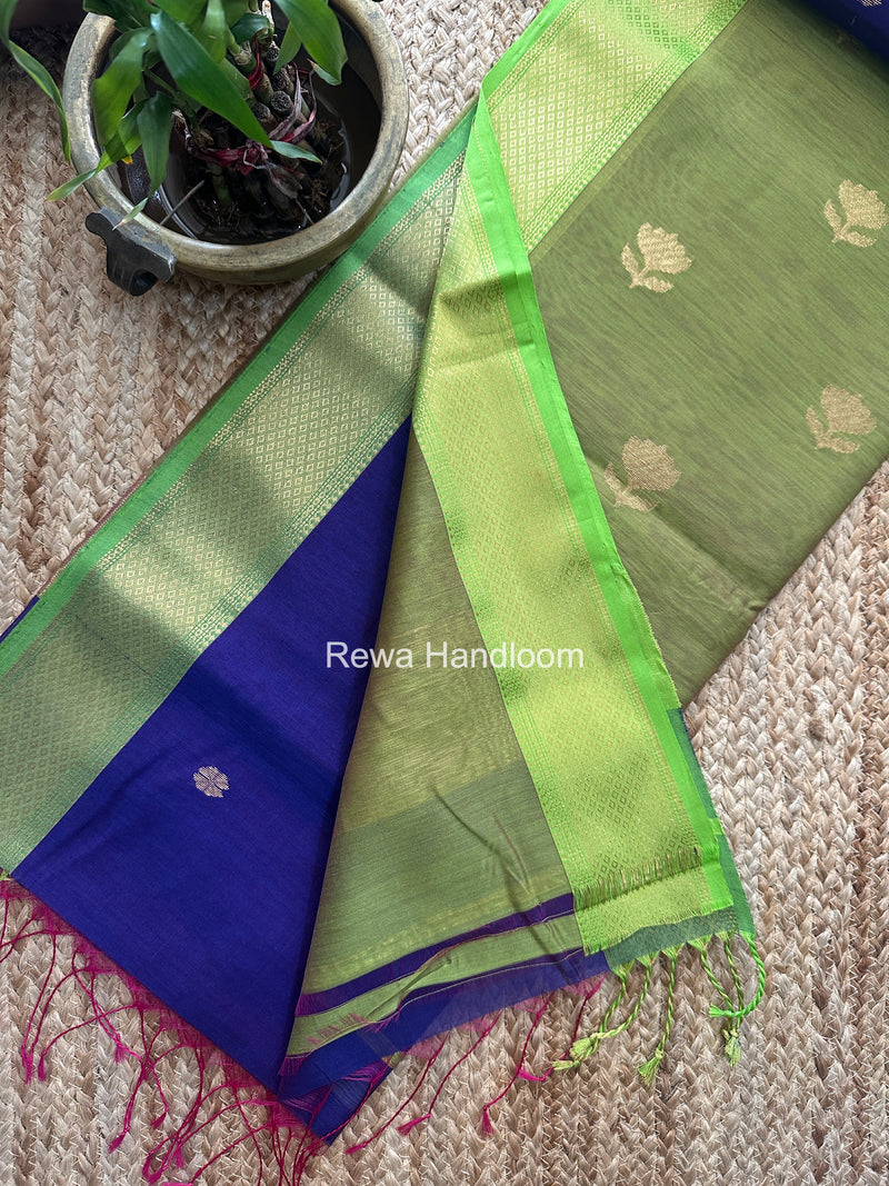 Maheshwari Blue Lotus Butta Saree LBS0128
