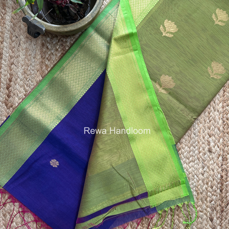 Maheshwari Blue Lotus Butta Saree LBS0128