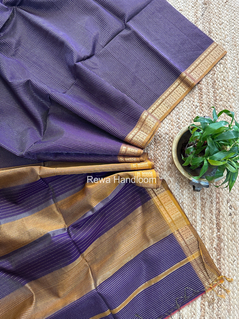 Maheshwari Purple Tissue Silk Saree TCB0080