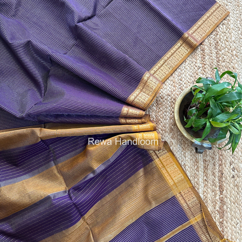 Maheshwari Purple Tissue Silk Saree TCB0080