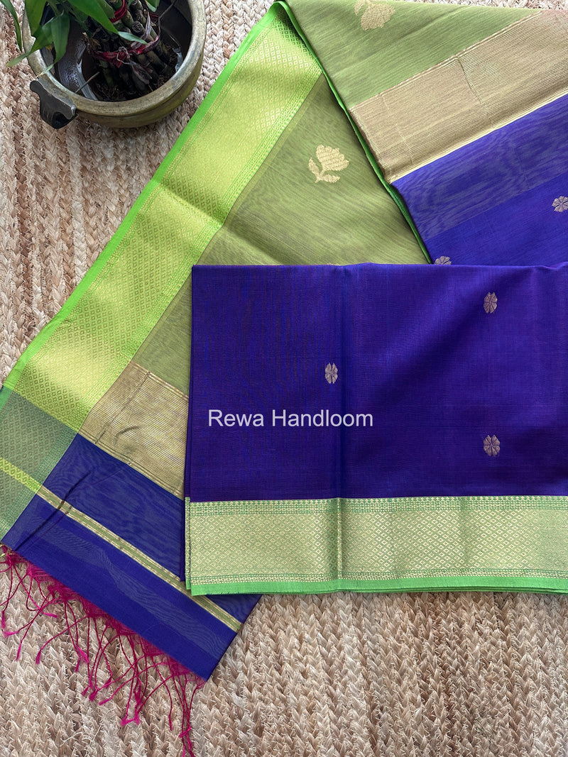 Maheshwari Blue Lotus Butta Saree LBS0128