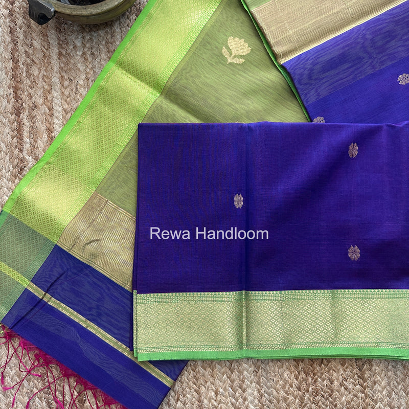 Maheshwari Blue Lotus Butta Saree LBS0128