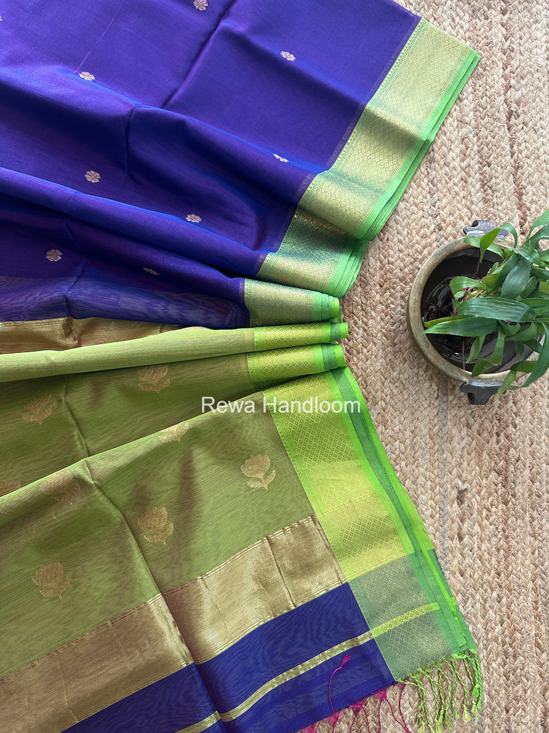 Maheshwari Blue Lotus Butta Saree LBS0128