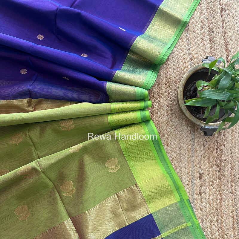 Maheshwari Blue Lotus Butta Saree LBS0128