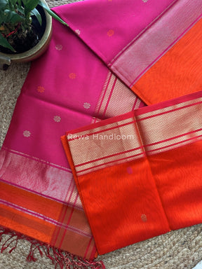 Maheshwari Orange Zari Butti Saree SW015