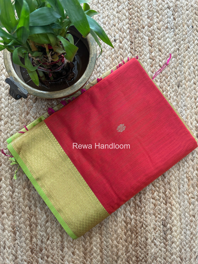 Maheshwari Carrot Red Lotus Butta Saree LBS0127