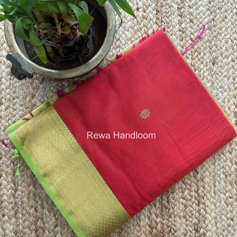 Maheshwari Carrot Red Lotus Butta Saree LBS0127