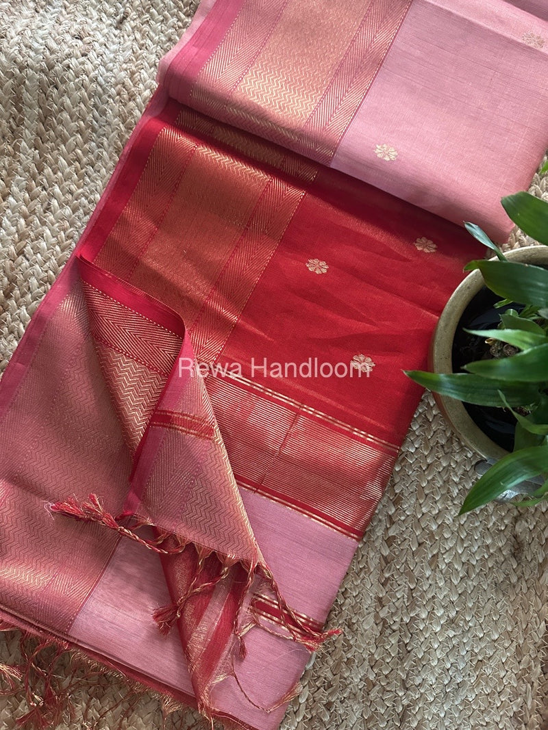 Maheshwari Peach Tissue Butti Saree TBBS0102