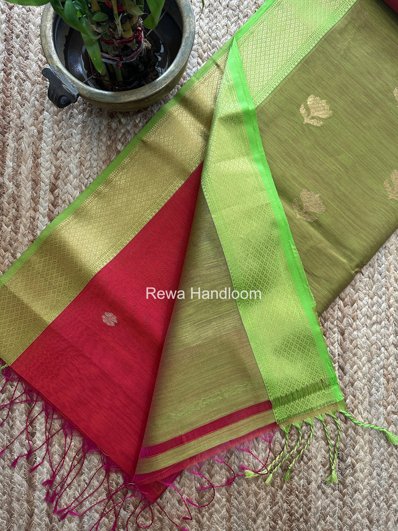 Maheshwari Carrot Red Lotus Butta Saree LBS0127
