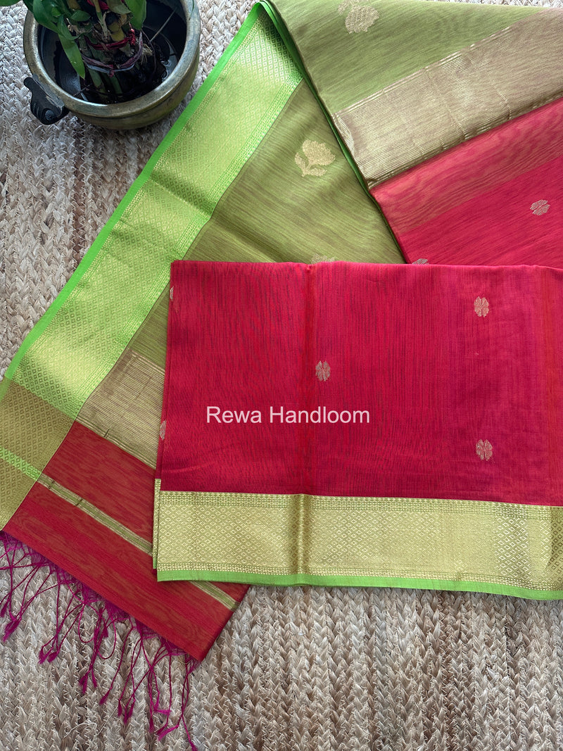Maheshwari Carrot Red Lotus Butta Saree LBS0127