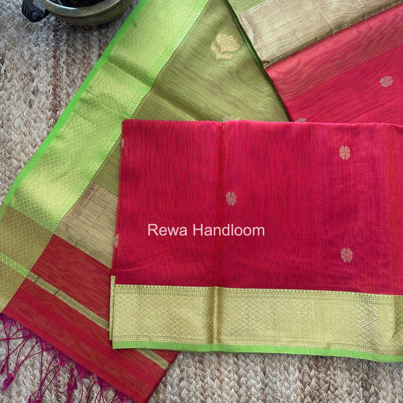 Maheshwari Carrot Red Lotus Butta Saree LBS0127