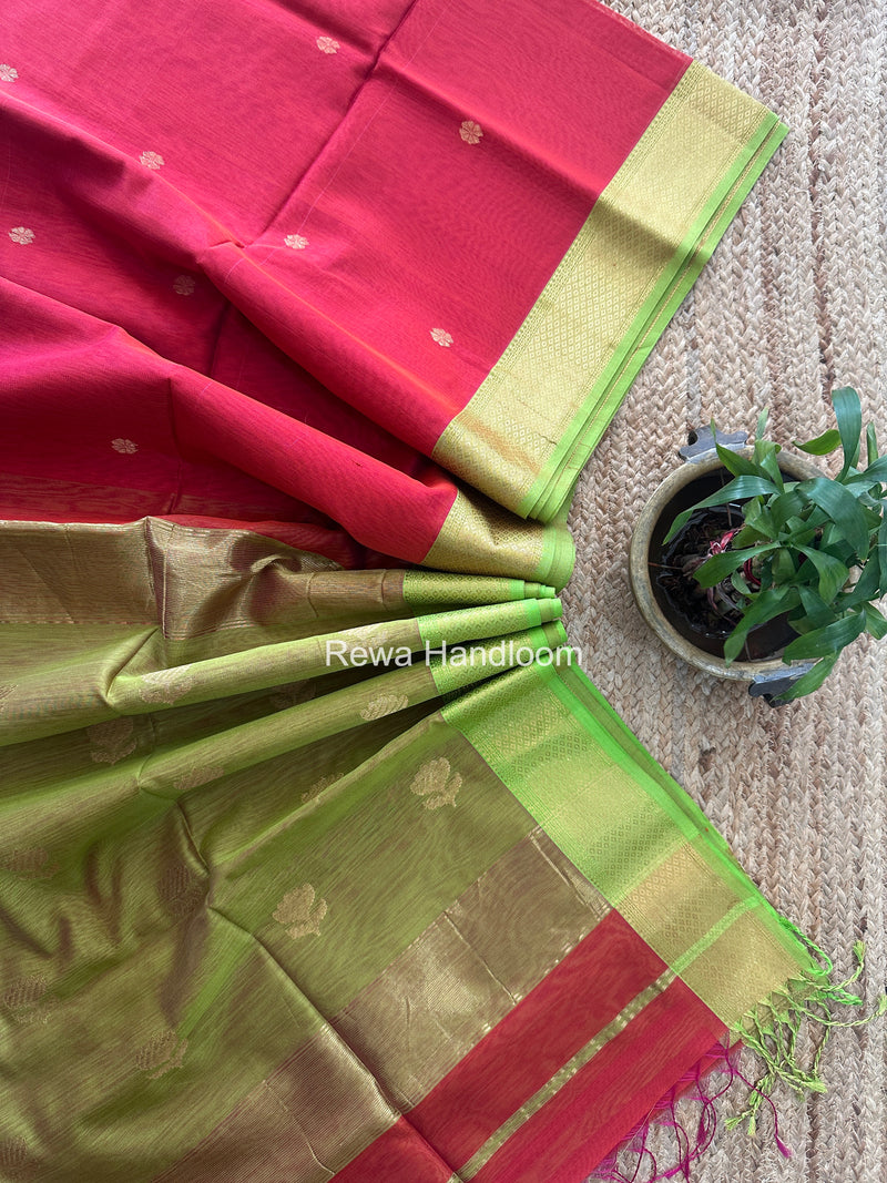 Maheshwari Carrot Red Lotus Butta Saree LBS0127