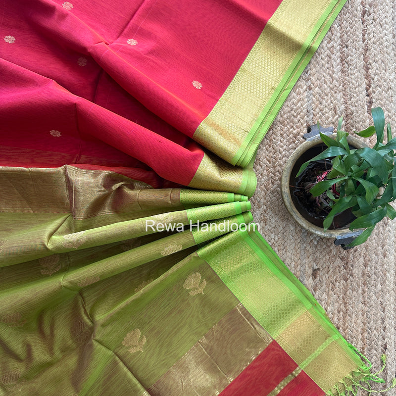Maheshwari Carrot Red Lotus Butta Saree LBS0127