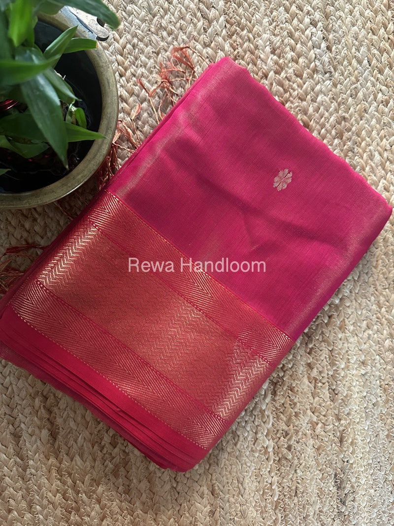 Maheshwari Dark Pink Tissue Butti Saree TBBS0101