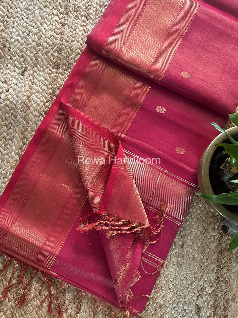 Maheshwari Dark Pink Tissue Butti Saree TBBS0101