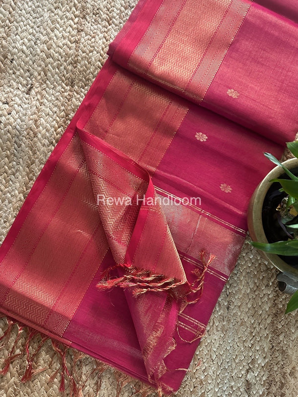 Maheshwari Dark Pink Tissue Butti Saree TBBS0101
